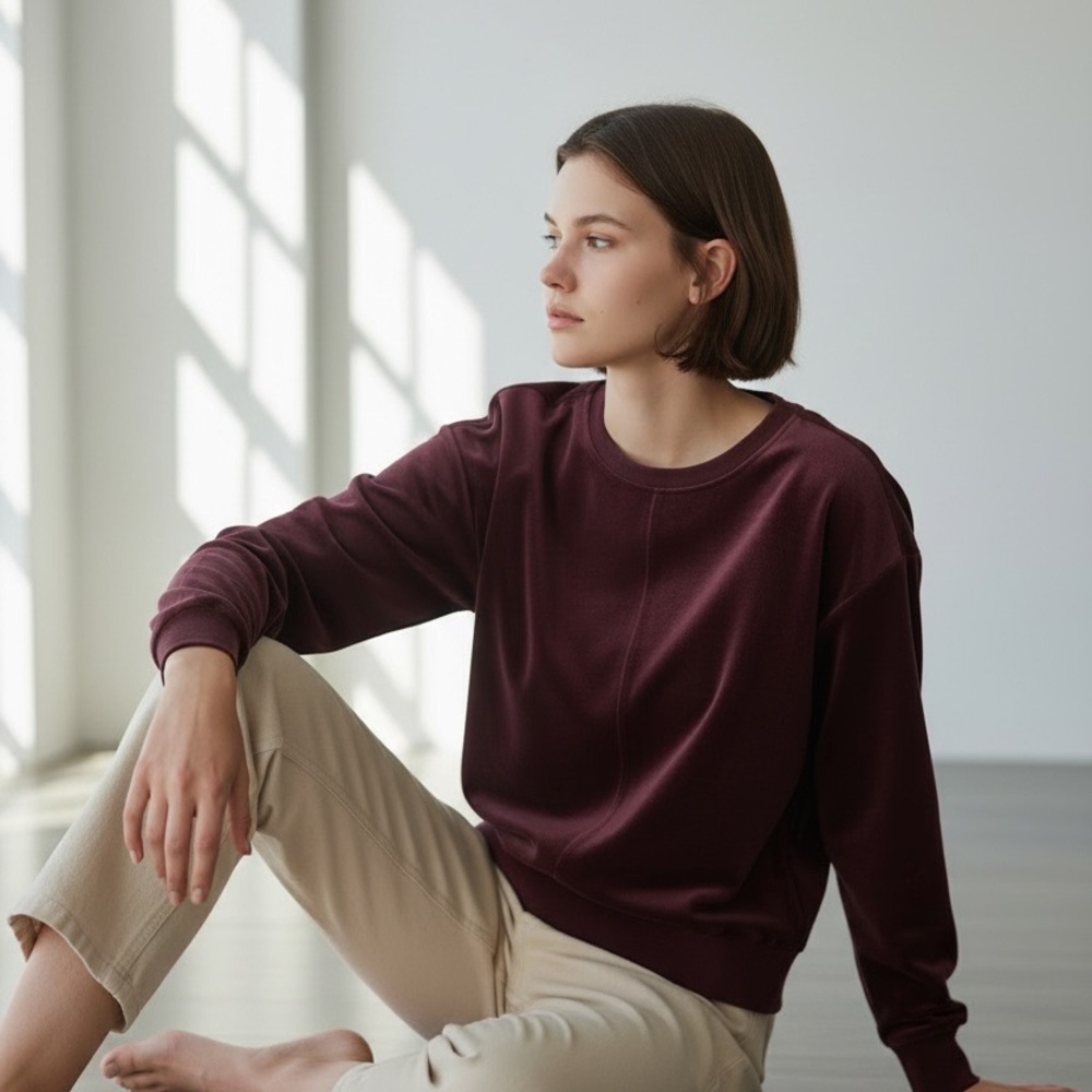 Chic Burgundy Pullover Cable & Gage